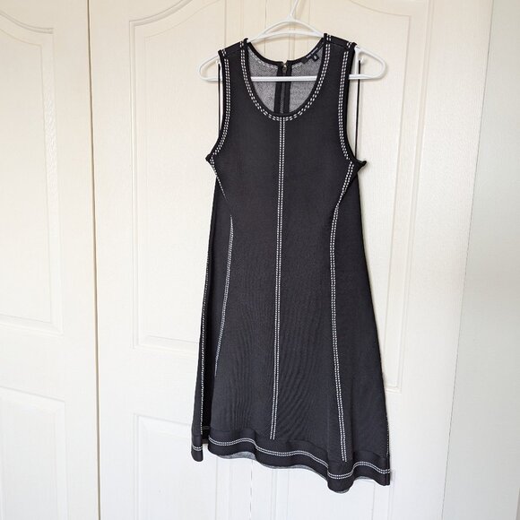 PINK TARTAN Black and white scuba dress size M - Picture 1 of 5